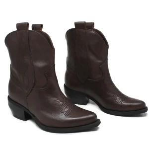 Stivali Texani | Stivali Invernali | Personal Stivaletti Texani con Ricamo "LORAH" - Pelle Marrone TestadiMoro