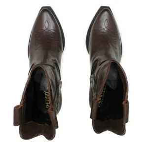 Stivali Texani | Stivali Invernali | Personal Stivaletti Texani con Ricamo "LORAH" - Pelle Marrone TestadiMoro