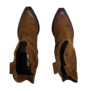 Stivali Texani | Stivali Invernali | Personal Stivaletti Texani con Ricamo "LORAH" - Camoscio Cuoio