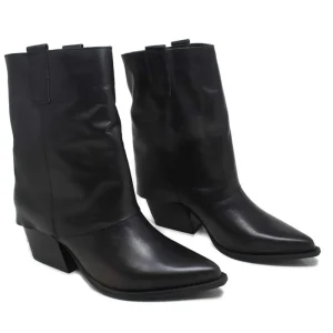 Stivali Estivi | Stivali Con Tacco | Personal Stivaletti Texani Estivi con Bavero Risvolto "Gipsy" - Pelle Nero