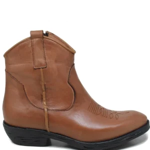 Stivali Texani | Stivali Invernali | In Time Stivaletti Texani Ricamati "ELIZA" - Pelle Cuoio