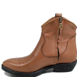 Stivali Texani | Stivali Invernali | In Time Stivaletti Texani Ricamati "ELIZA" - Pelle Cuoio