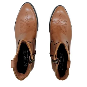 Stivali Texani | Stivali Invernali | In Time Stivaletti Texani Ricamati "ELIZA" - Pelle Cuoio