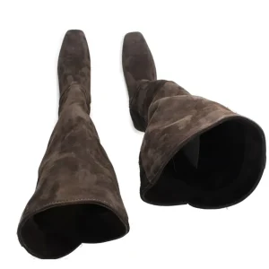 Stivali Con Tacco | Stivali Invernali | Personal Stivali Al Ginocchio Punta Semi Quadrata "SQUARE" - Camoscio Cioccolato