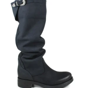 Stivali Invernali | Bikers Invernali | In Time Stivali Alti Biker Boots "NOA/A" - Nabuk Notte Blu
