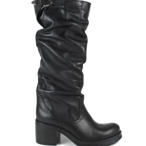 Stivali Con Tacco | Stivali Invernali | In Time Stivali Alti Biker Boots con Tacco "58/A" - Pelle Nero