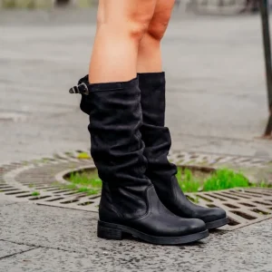 Stivali Invernali | Bikers Invernali | In Time Stivali Alti Biker Boots "NOA/A" - Nabuk Nero