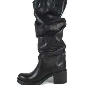 Stivali Con Tacco | Stivali Invernali | In Time Stivali Alti Biker Boots con Tacco "58/A" - Pelle Nero