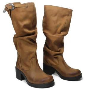 Stivali Con Tacco | Stivali Invernali | In Time Stivali Alti  Biker Boots con Tacco "58/A" - Cuoio