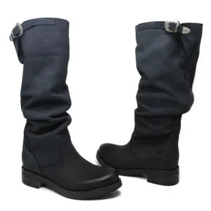 Stivali Invernali | Bikers Invernali | In Time Stivali Alti Biker Boots "NOA/A" - Nabuk Notte Blu