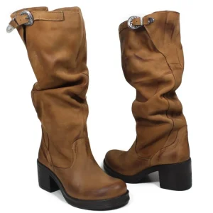 Stivali Con Tacco | Stivali Invernali | In Time Stivali Alti  Biker Boots con Tacco "58/A" - Cuoio