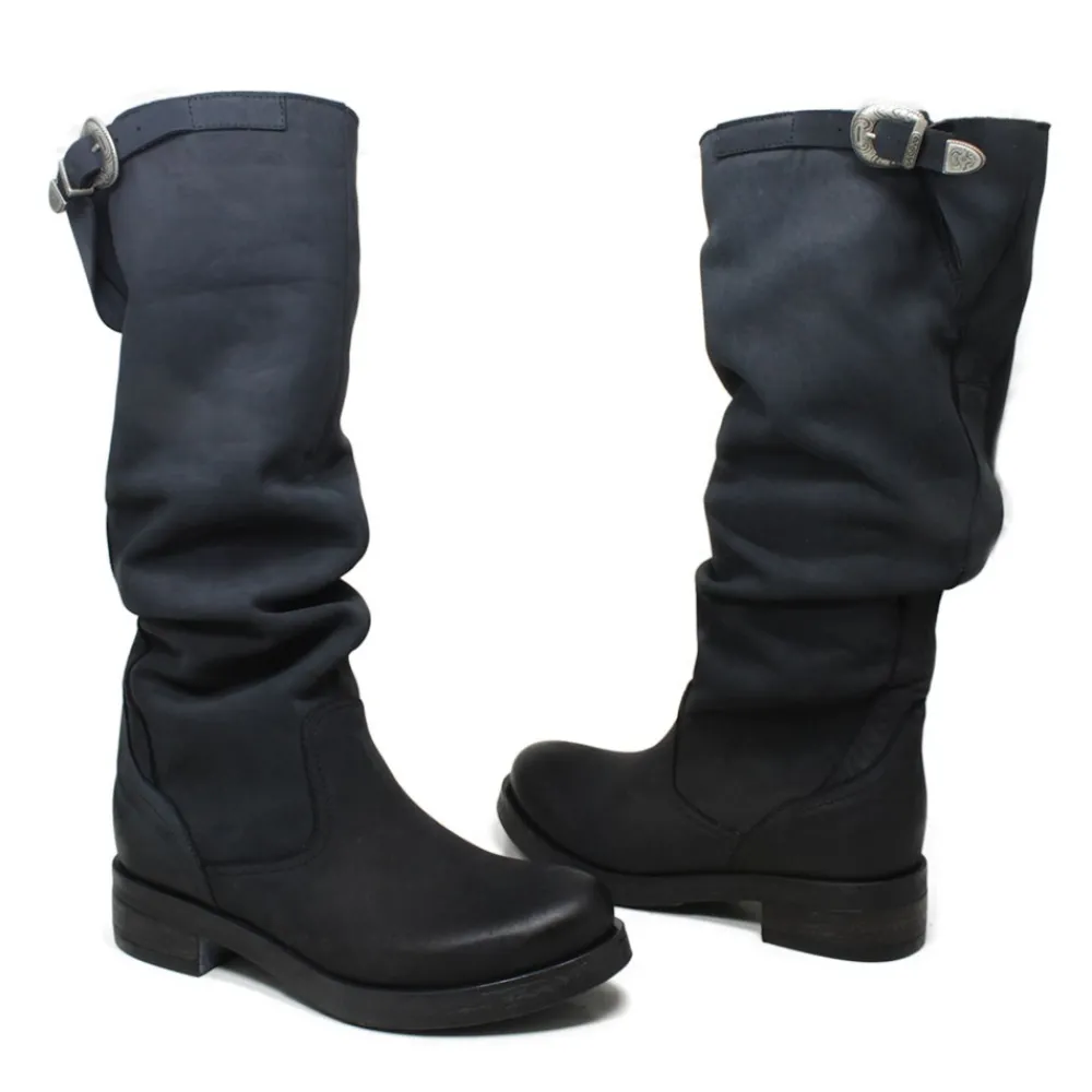 stivali_alti_biker_boots__4.webp Stivali Invernali | Bikers Invernali | In Time Stivali Alti Biker Boots "NOA/A" - Nabuk Notte Blu