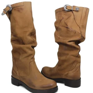 Stivali Invernali | Bikers Invernali | In Time Stivali Alti Biker Boots "NOA/A" - Nabuk Cuoio