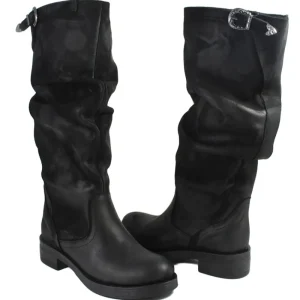 Stivali Invernali | Bikers Invernali | In Time Stivali Alti Biker Boots "NOA/A" - Nabuk Nero