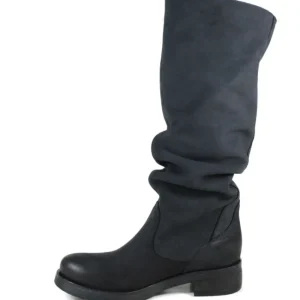 Stivali Invernali | Bikers Invernali | In Time Stivali Alti Biker Boots "NOA/A" - Nabuk Notte Blu