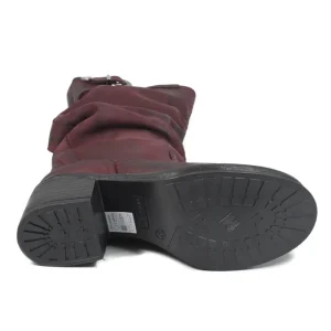 Stivali Con Tacco | Stivali Invernali | In Time Stivali Alti Biker Boots con Tacco "58/A" - Nabuk Bordeaux