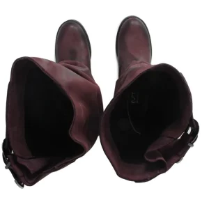 Stivali Con Tacco | Stivali Invernali | In Time Stivali Alti Biker Boots con Tacco "58/A" - Nabuk Bordeaux