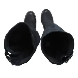 Stivali Con Tacco | Bikers Invernali | In Time Stivali Alti Biker Boots con Tacco "58/A" - Nabuk Notte Blu