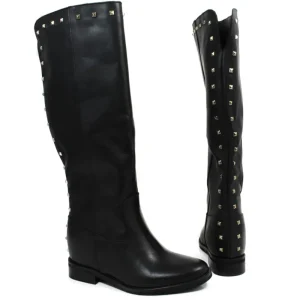 Stivali E Scarpe Con Zeppa | Stivali Invernali | Personal Stivali alti con zeppa interna e borchie piramidali "V14" - Pelle Nero