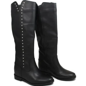 Stivali E Scarpe Con Zeppa | Stivali Invernali | Personal Stivali alti con zeppa interna con borchie "V36" - Pelle Nero