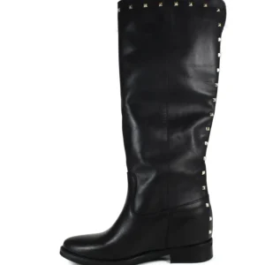 Stivali E Scarpe Con Zeppa | Stivali Invernali | Personal Stivali alti con zeppa interna e borchie piramidali "V14" - Pelle Nero