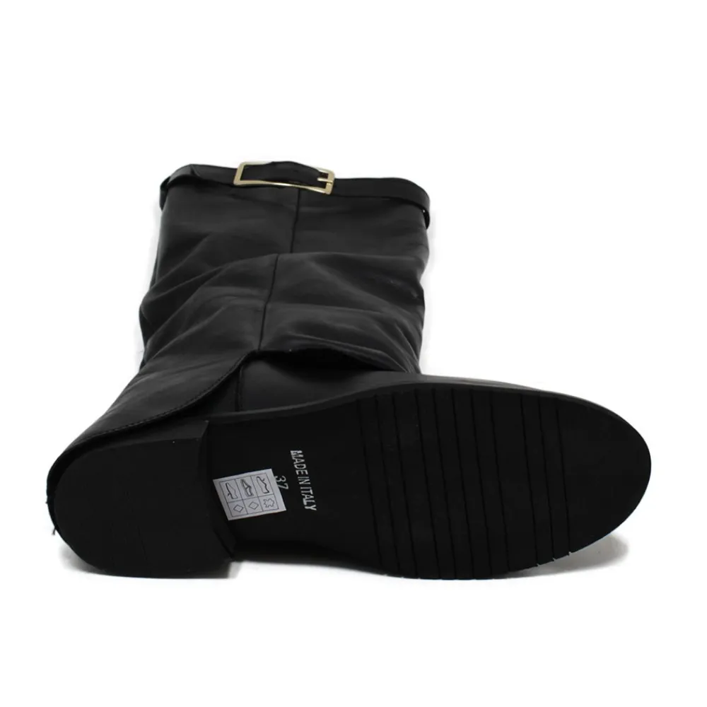 stivali_alti_con_zeppa_in_6.webp Stivali E Scarpe Con Zeppa | Stivali Invernali | Personal Stivali alti con zeppa interna e bavero risvolto "ALENA" - Pelle Nero