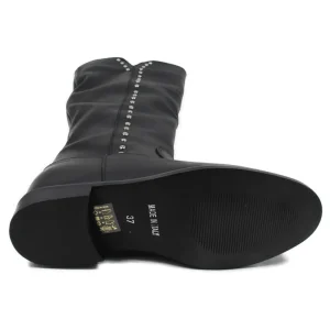 Stivali E Scarpe Con Zeppa | Stivali Invernali | Personal Stivali alti con zeppa interna con borchie "V36" - Pelle Nero