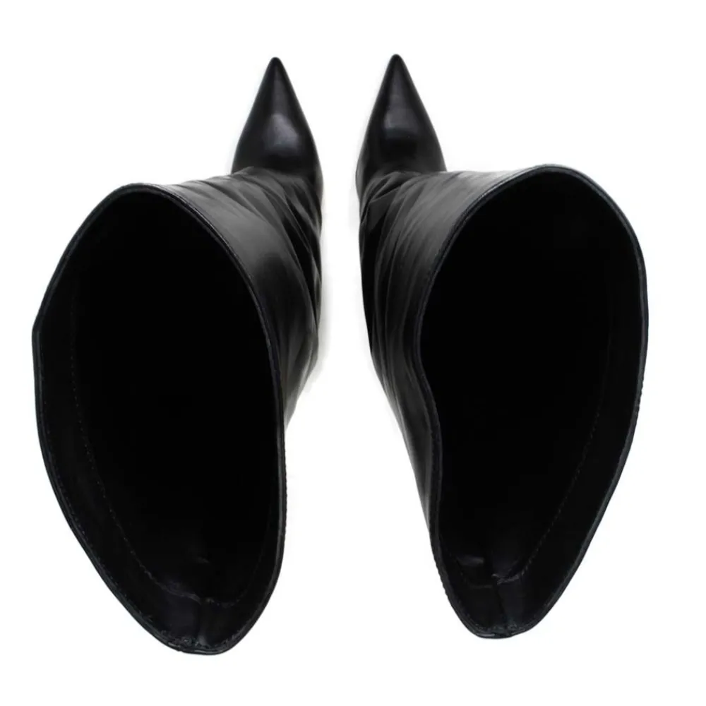 stivali_alti_su_zeppa_alt_8.webp Stivali E Scarpe Con Zeppa | Stivali Invernali | Personal Stivali Alti su Zeppa Alta Punta Fina e Bavero Risvolto "LIF" - Pelle Nero