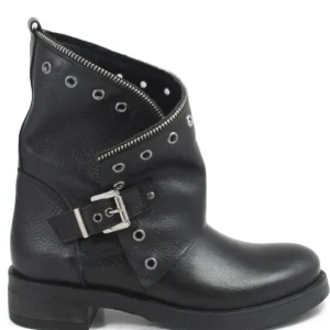 Stivali Invernali | Bikers Invernali | In Time Stivali Bassi Biker Boots con Occhielli e Zip "MTB" - Nero