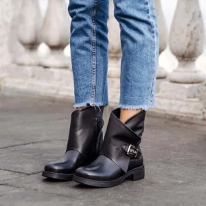 Stivali Invernali | Bikers Invernali | In Time Stivali Bassi Biker Boots Fibbia "MANTRA/B" - Pelle Nero