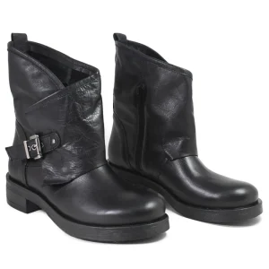 Stivali Invernali | Bikers Invernali | In Time Stivali Bassi Biker Boots Fibbia "MANTRA/B" - Pelle Nero