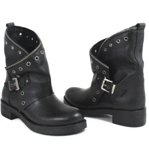 Stivali Invernali | Bikers Invernali | In Time Stivali Bassi Biker Boots con Occhielli e Zip "MTB" - Nero