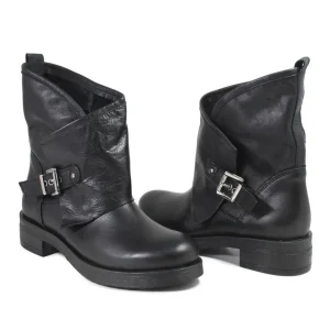 Stivali Invernali | Bikers Invernali | In Time Stivali Bassi Biker Boots Fibbia "MANTRA/B" - Pelle Nero