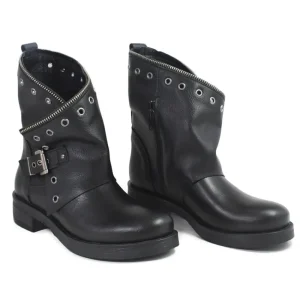 Stivali Invernali | Bikers Invernali | In Time Stivali Bassi Biker Boots con Occhielli e Zip "MTB" - Nero