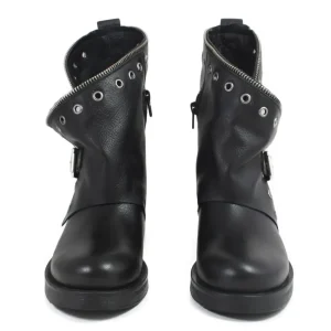 Stivali Invernali | Bikers Invernali | In Time Stivali Bassi Biker Boots con Occhielli e Zip "MTB" - Nero