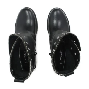 Stivali Invernali | Bikers Invernali | In Time Stivali Bassi Biker Boots con Occhielli e Zip "MTB" - Nero
