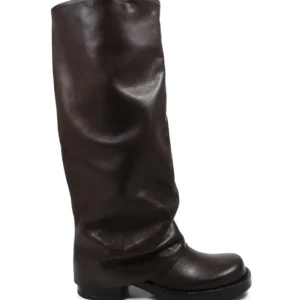 Stivali Invernali | Bikers Invernali | Personal Stivali Biker Alti Punta Squadrata con Bavero Risvolto "BRYCE" - Pelle Marrone TestadiMoro