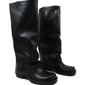 Stivali Invernali | Bikers Invernali | Personal Stivali Biker Alti Punta Squadrata con Bavero Risvolto "BRYCE" - Pelle Nero