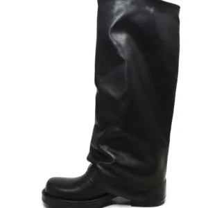 Stivali Invernali | Bikers Invernali | Personal Stivali Biker Alti Punta Squadrata con Bavero Risvolto "BRYCE" - Pelle Nero