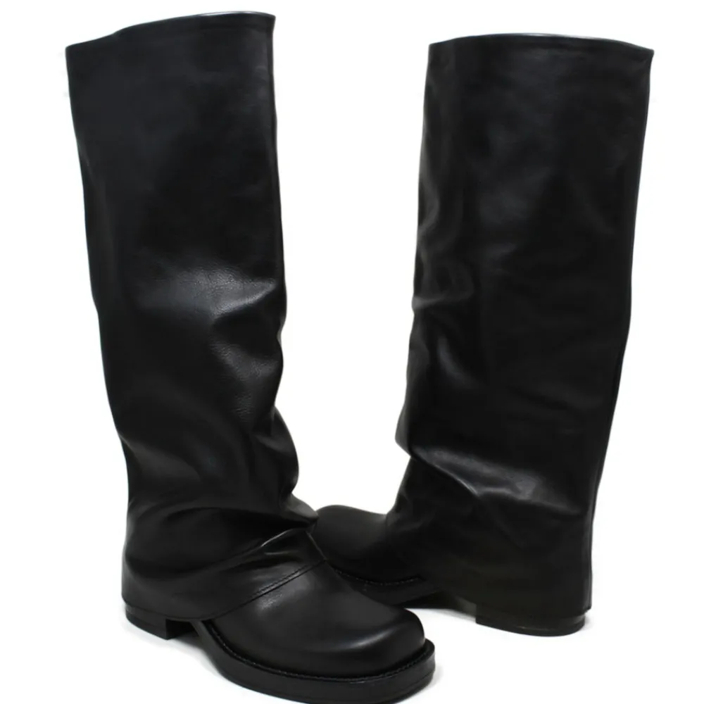 stivali_biker_alti_punta__5-1.webp Stivali Invernali | Bikers Invernali | Personal Stivali Biker Alti Punta Squadrata con Bavero Risvolto "BRYCE" - Pelle Nero