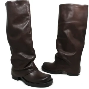 Stivali Invernali | Bikers Invernali | Personal Stivali Biker Alti Punta Squadrata con Bavero Risvolto "BRYCE" - Pelle Marrone TestadiMoro