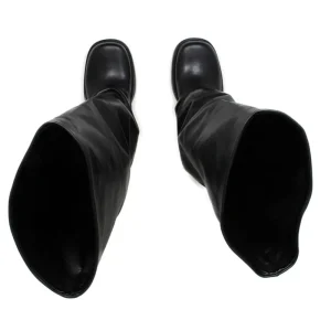 Stivali Invernali | Bikers Invernali | Personal Stivali Biker Alti Punta Squadrata con Bavero Risvolto "BRYCE" - Pelle Nero