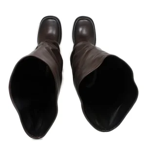 Stivali Invernali | Bikers Invernali | Personal Stivali Biker Alti Punta Squadrata con Bavero Risvolto "BRYCE" - Pelle Marrone TestadiMoro