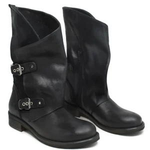 Stivali Estivi | Bikers Estivi | In Time Stivali Biker Boots Asimmetrici Estivi "MT/A" - Nabuk Nero