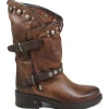 Stivali Invernali | Bikers Invernali | Personal Stivali Biker Boots con borchie e due cinturini "MAIRA" - Lavato Cuoio