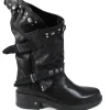 Stivali Invernali | Bikers Invernali | Personal Stivali Biker Boots con borchie e due cinturini "MAIRA" - Lavato Nero