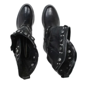 Stivali Invernali | Bikers Invernali | Personal Stivali Biker Boots con borchie e due cinturini "MAIRA" - Lavato Nero
