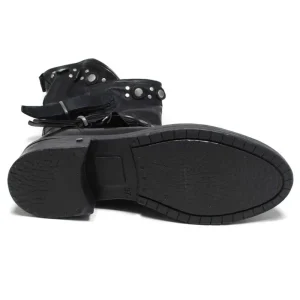 Stivali Invernali | Bikers Invernali | Personal Stivali Biker Boots con borchie e due cinturini "MAIRA" - Lavato Nero