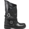 Stivali Invernali | Bikers Invernali | In Time Stivali Biker Boots con due fibbie "MANTRA/A" - Pelle Nero
