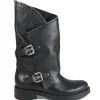 Stivali Invernali | Bikers Invernali | In Time Stivali Biker Boots con due fibbie e cerniera "MTA" - Pelle Nero